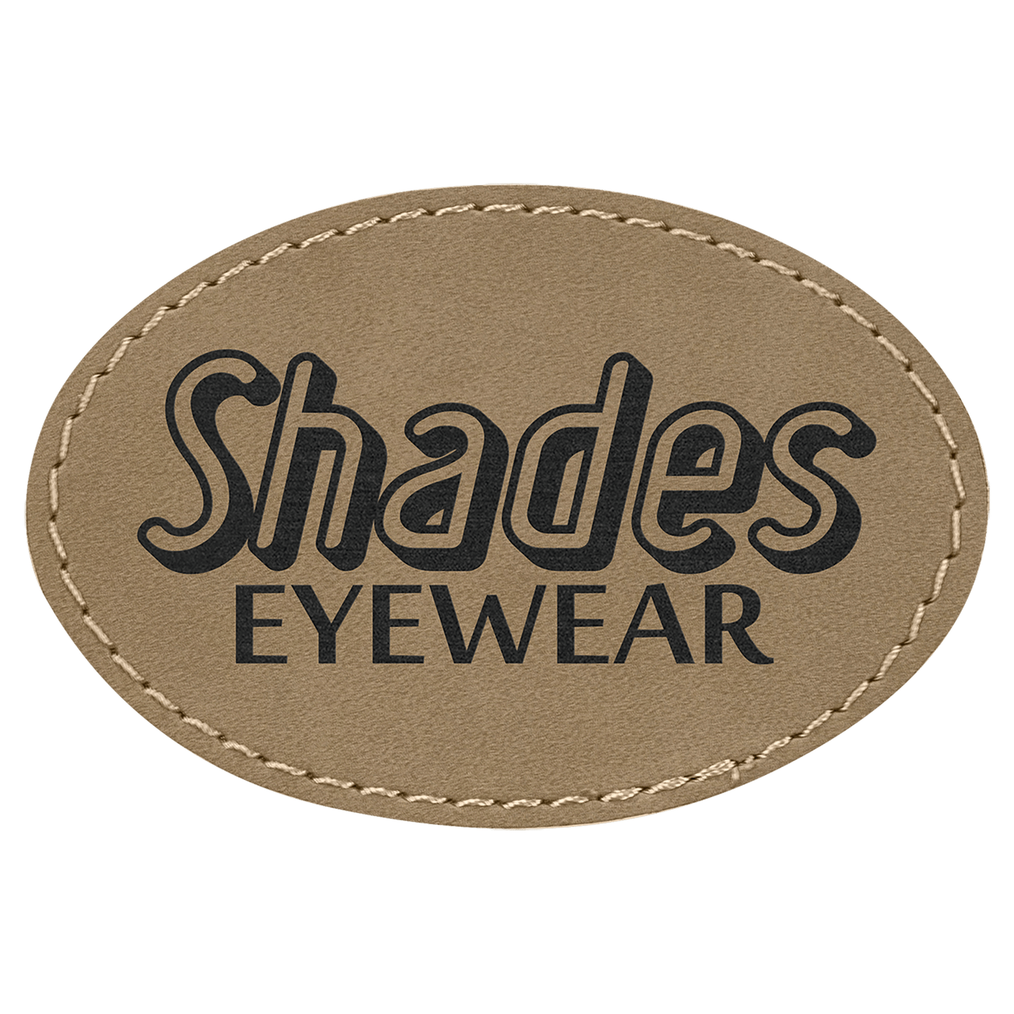 3" x 2" Oval Light Brown Laserable Leatherette Patch with Adhesive (Sold by Case of 25)