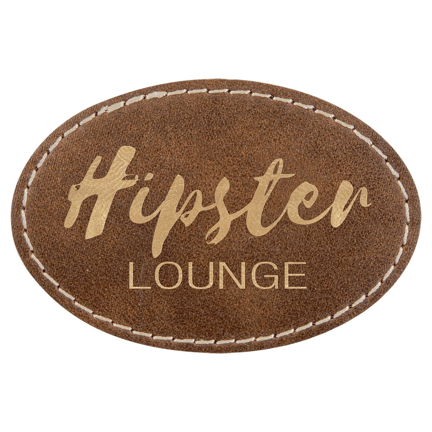 3" x 2" Oval Rustic/Gold Laserable Leatherette Patch with Adhesive (Sold by Case of 25)