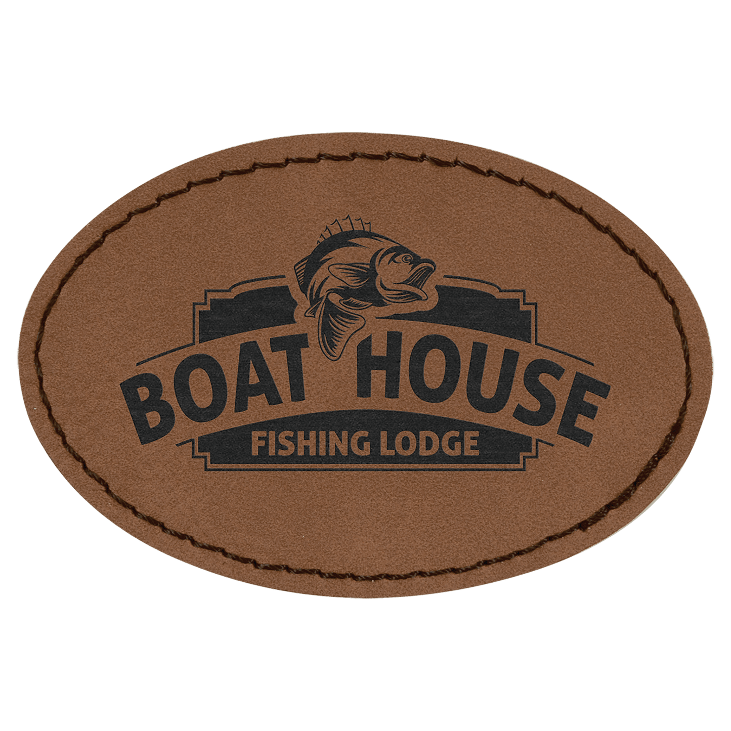 3" x 2" Oval Dark Brown Laserable Leatherette Patch with Kota Pro Adhesive (Sold by Case of 25)