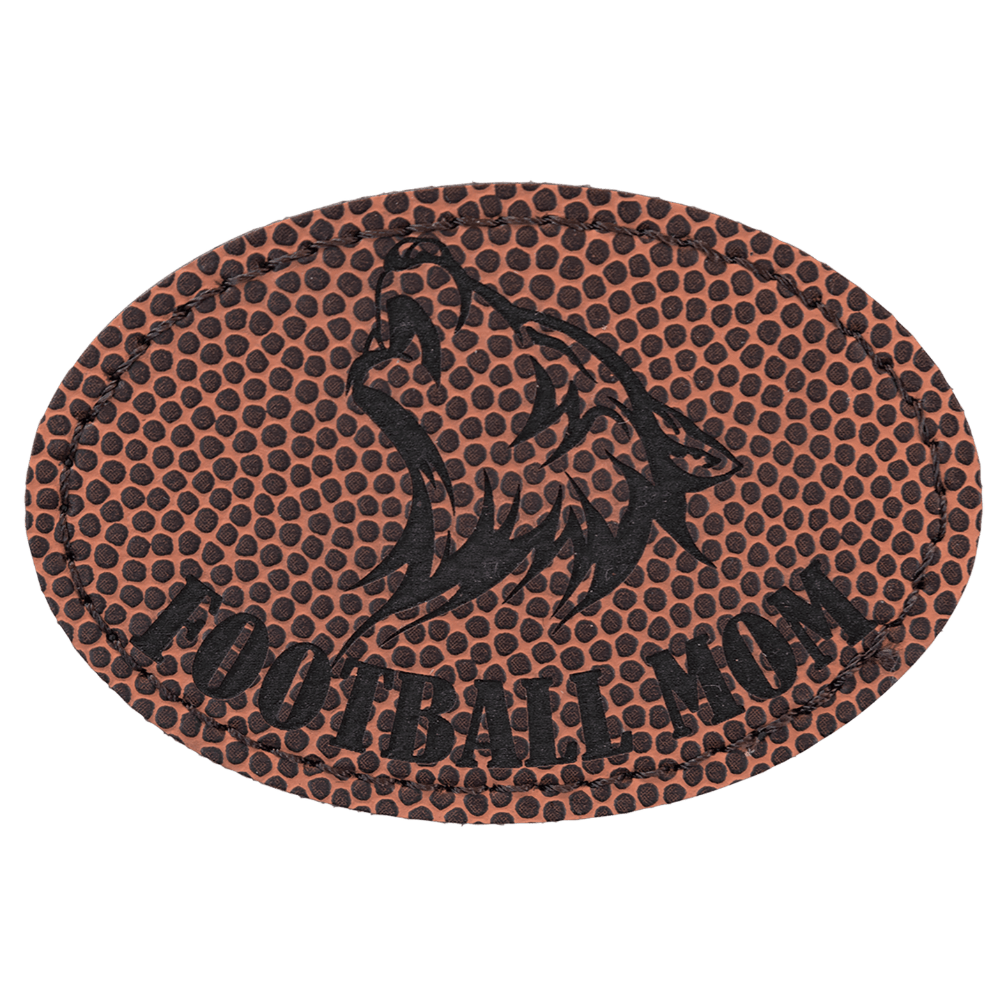 3" x 2" Oval Football Laserable Leatherette Patch with Kota Pro Adhesive (Sold by Case of 25)