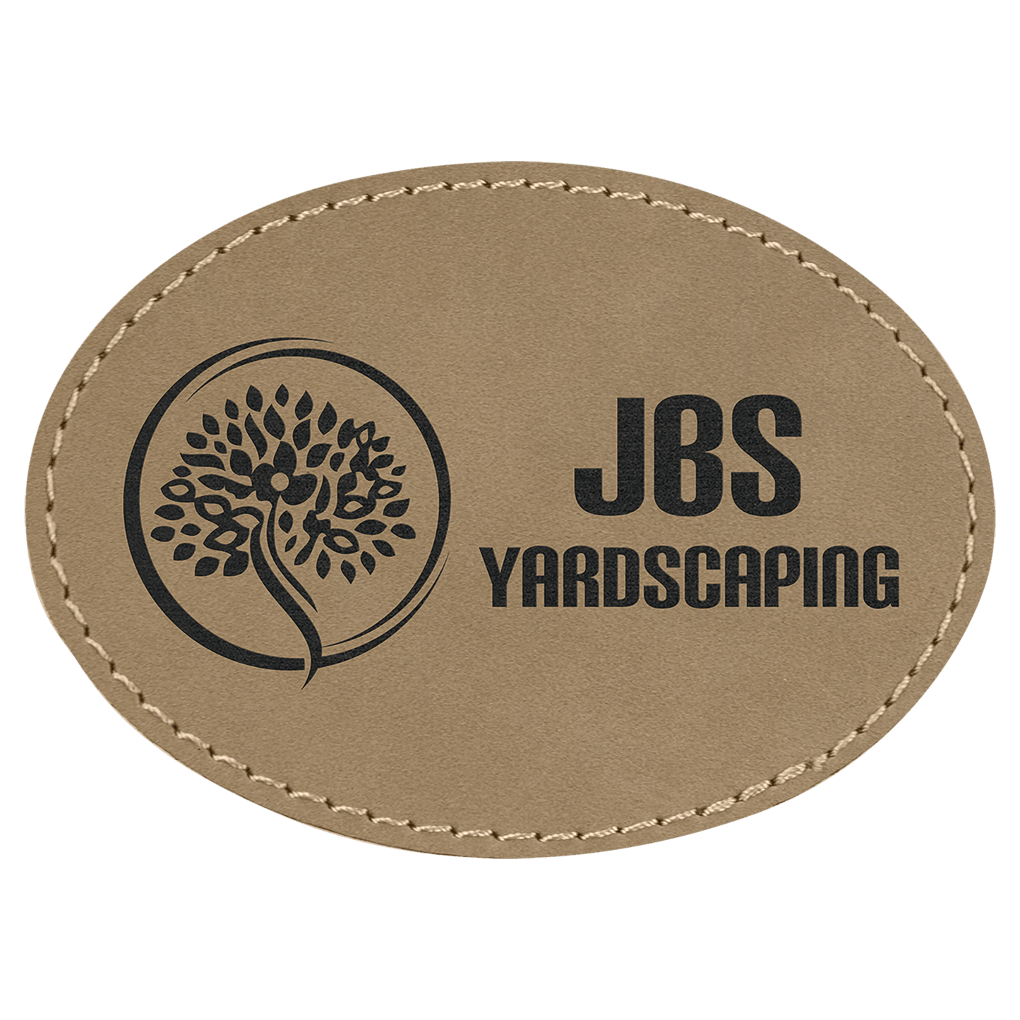 3 1/2" x 2 1/2" Oval Light Brown Laserable Leatherette Patch with Kota Pro Adhesive (Sold by Case of 25)