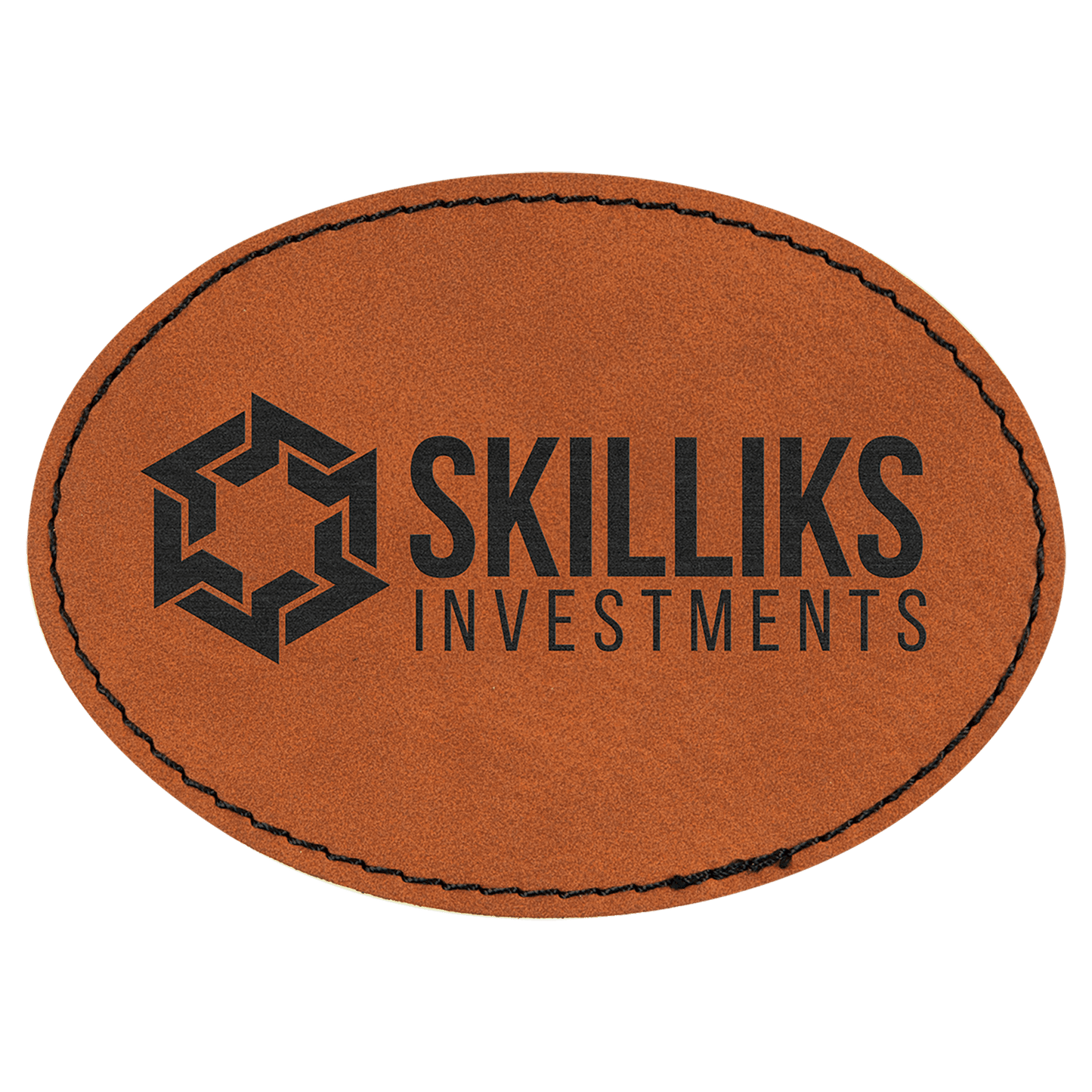 3 1/2" x 2 1/2" Oval Rawhide Laserable Leatherette Patch with Kota Pro Adhesive (Sold by Case of 25)