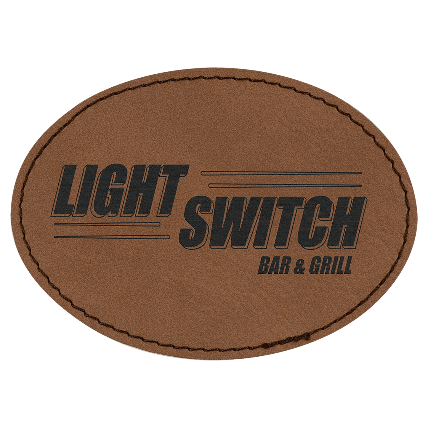 3 1/2" x 2 1/2" Oval Dark Brown Laserable Leatherette Patch with Kota Pro Adhesive (Sold by Case of 25)