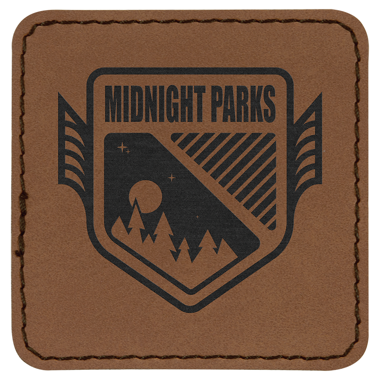 2 1/2" x 2 1/2" Dark Brown Laserable Leatherette Patch with Adhesive (Sold by Case of 25)