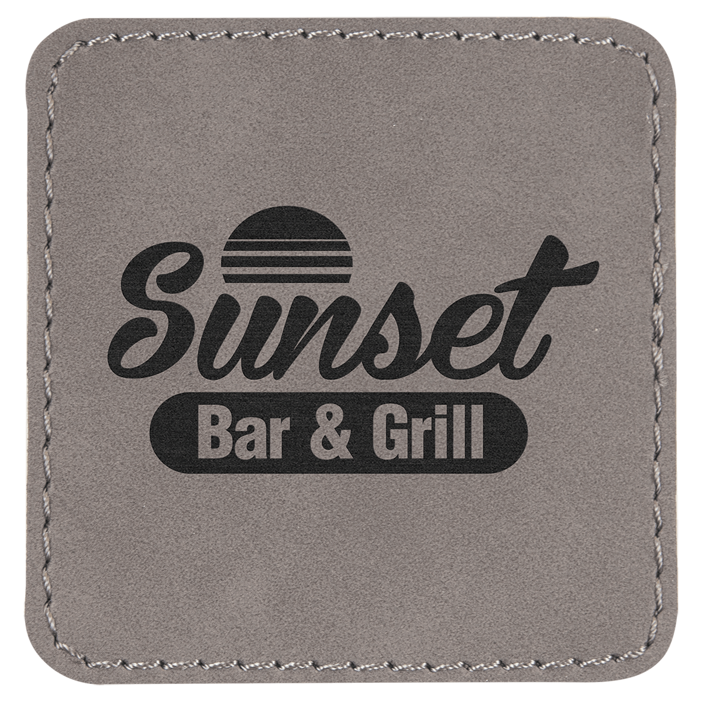 2 1/2" x 2 1/2" Square Gray Laserable Leatherette Patch with Kota Pro Adhesive (Sold by Case of 25)