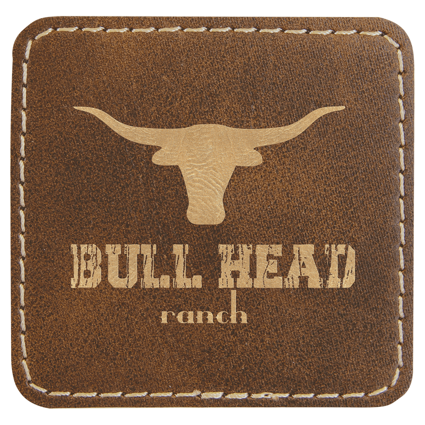 2 1/2" x 2 1/2" Square Rustic/Gold Laserable Leatherette Patch with Kota Pro Adhesive (Sold by Case of 25)