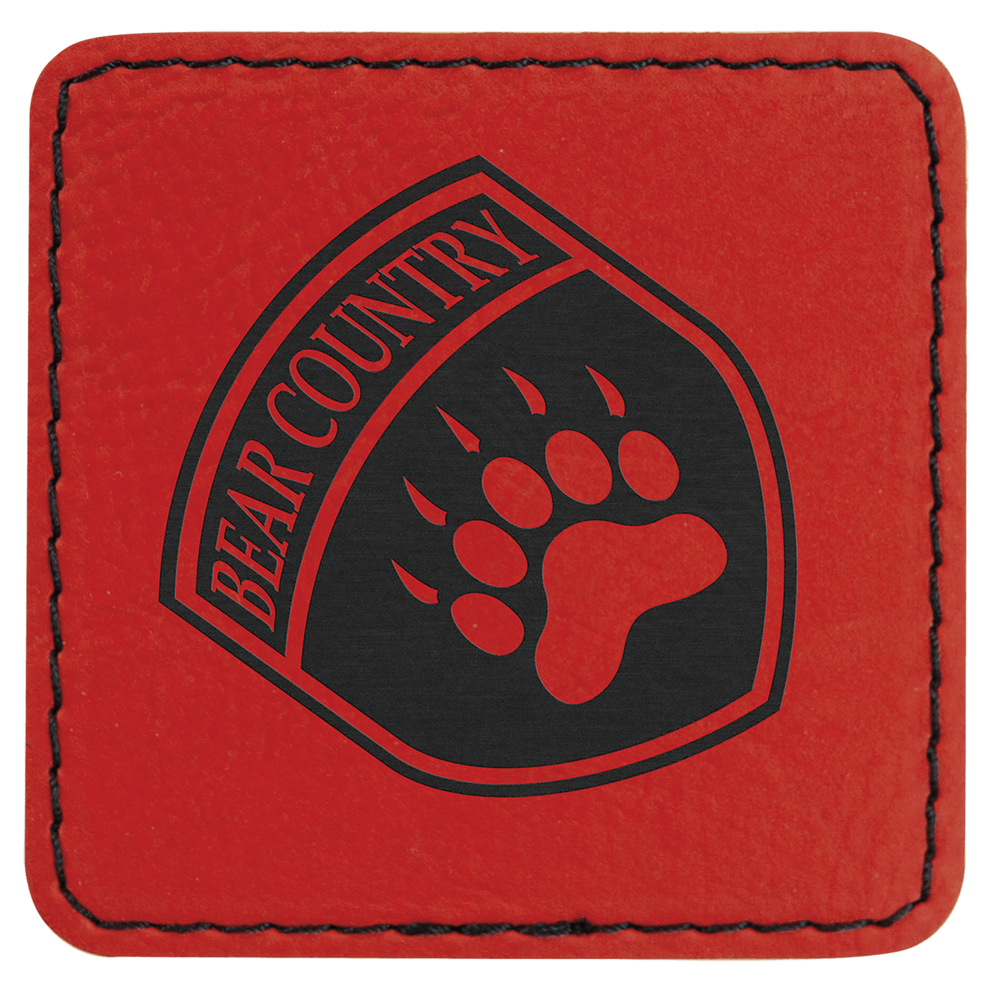 2 1/2" x 2 1/2" Square Red Laserable Leatherette Patch with Kota Pro Adhesive (Sold by Case of 25)