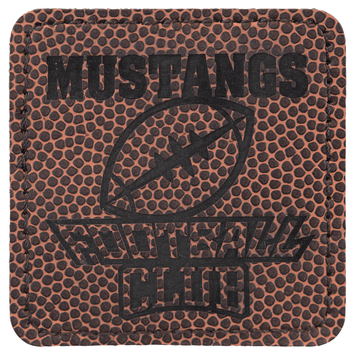 2 1/2" x 2 1/2" Square Football Laserable Leatherette Patch with Kota Pro Adhesive (Sold by Case of 25)