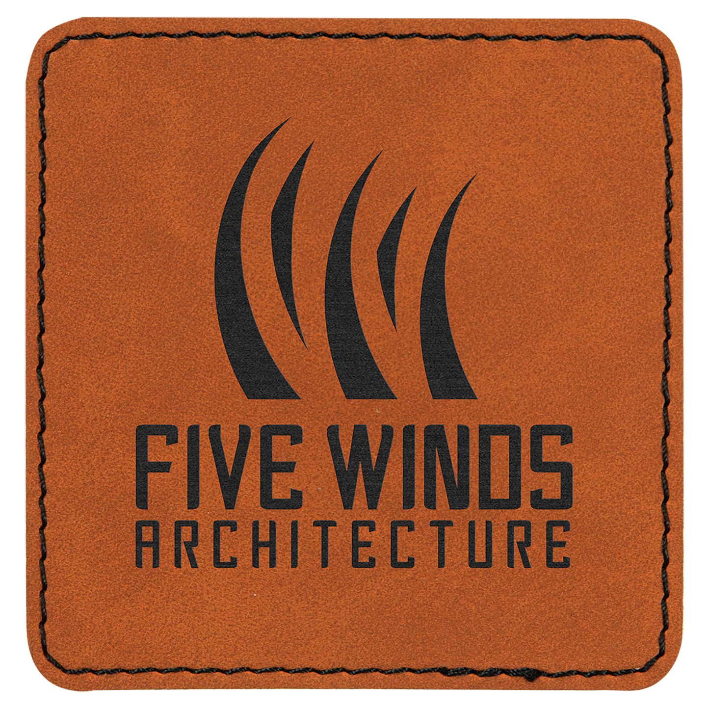 3" x 3" Square Rawhide Laserable Leatherette Patch with Adhesive (Sold by Case of 25)