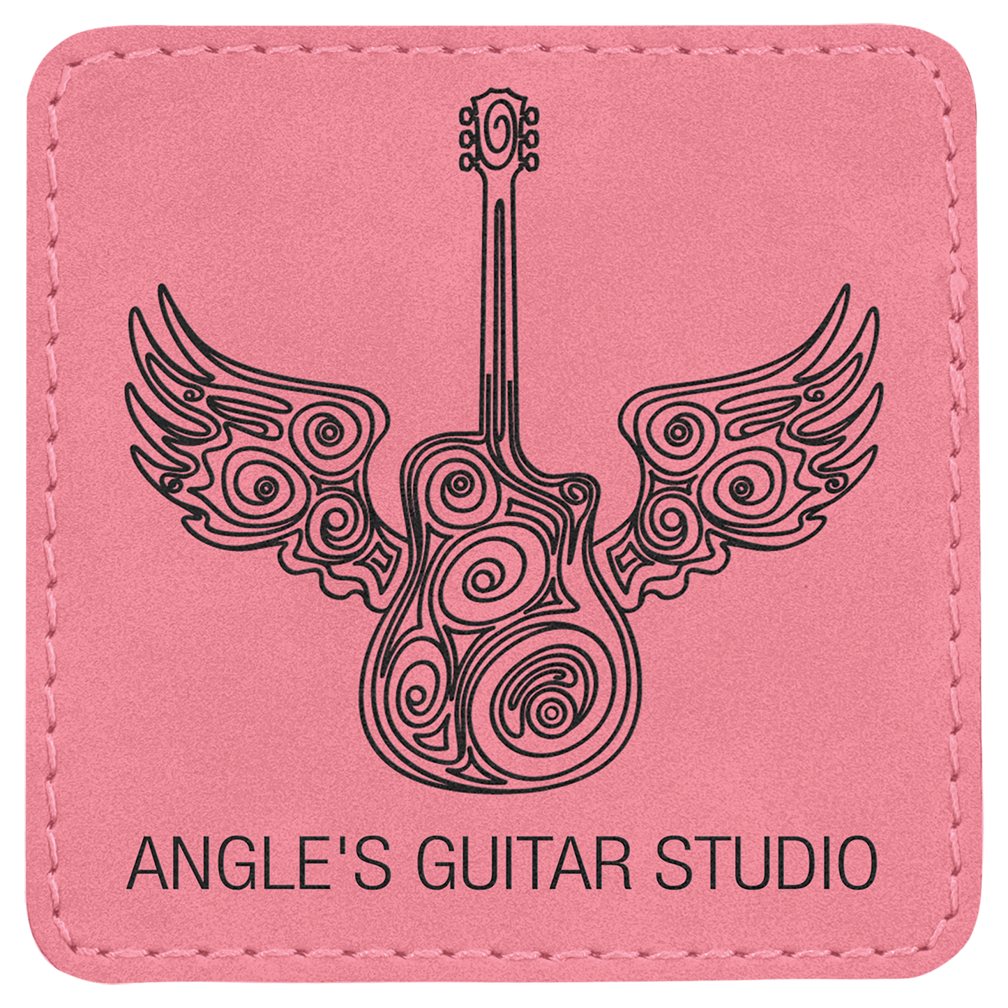 3" x 3" Square Pink Laserable Leatherette Patch with Adhesive (Sold by Case of 25)