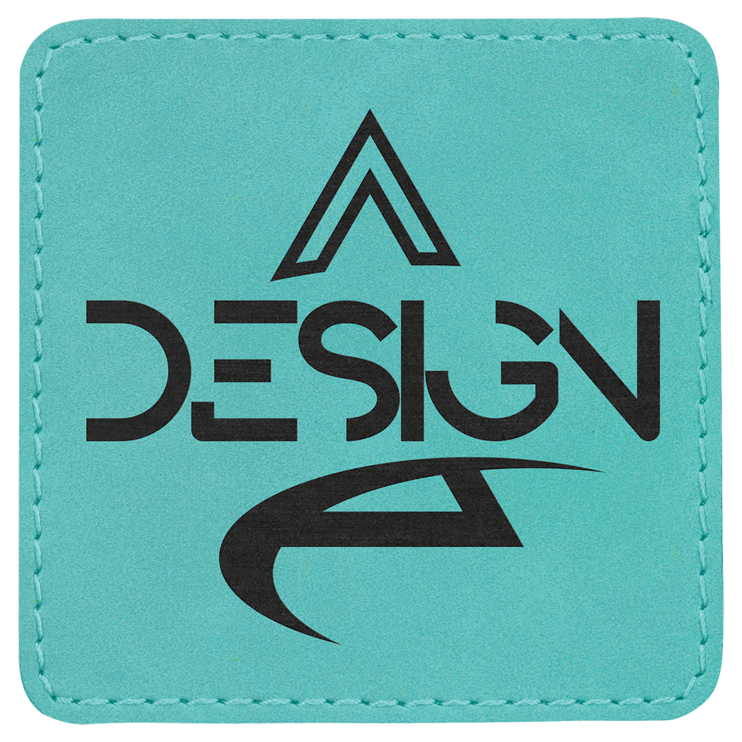 3" x 3" Square Teal Laserable Leatherette Patch with Adhesive (Sold by Case of 25)