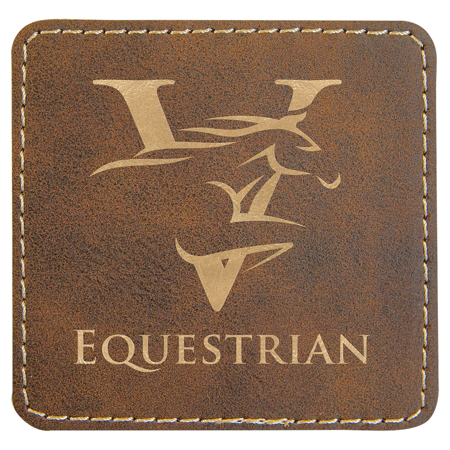 3" x 3" Square Rustic/Gold Laserable Leatherette Patch with Adhesive (Sold by Case of 25)