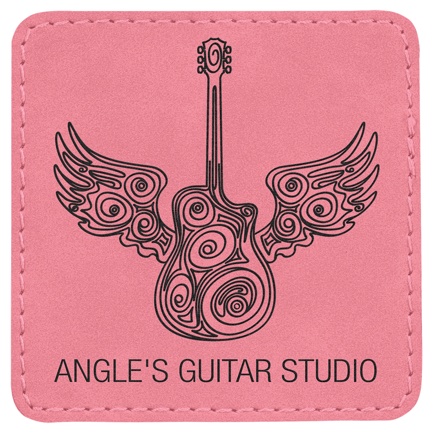 3" x 3" Square Pink Laserable Leatherette Patch with Kota Pro Adhesiv e (Sold by Case of 25)