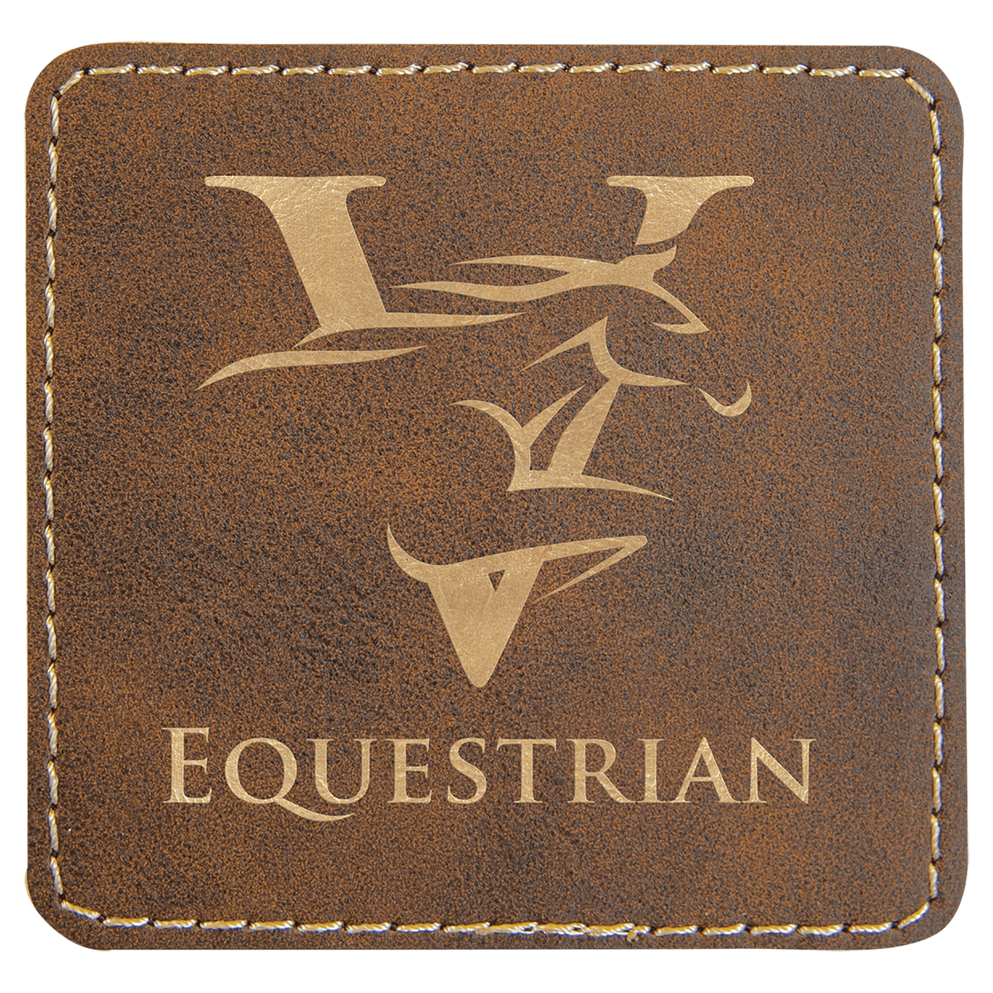 3" x 3" Square Rustic/Gold Laserable Leatherette Patch with Kota Pro Adhesive (Sold by Case of 25)