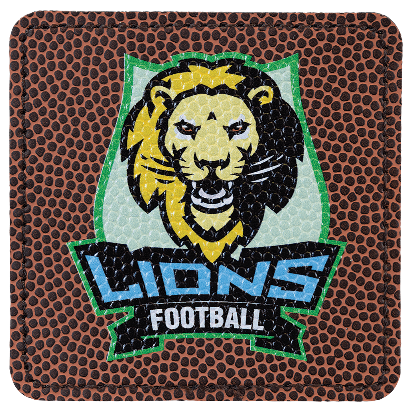 3" x 3" Square Football Laserable Leatherette Patch with Kota Pro Adhesive (Sold by Case of 25)