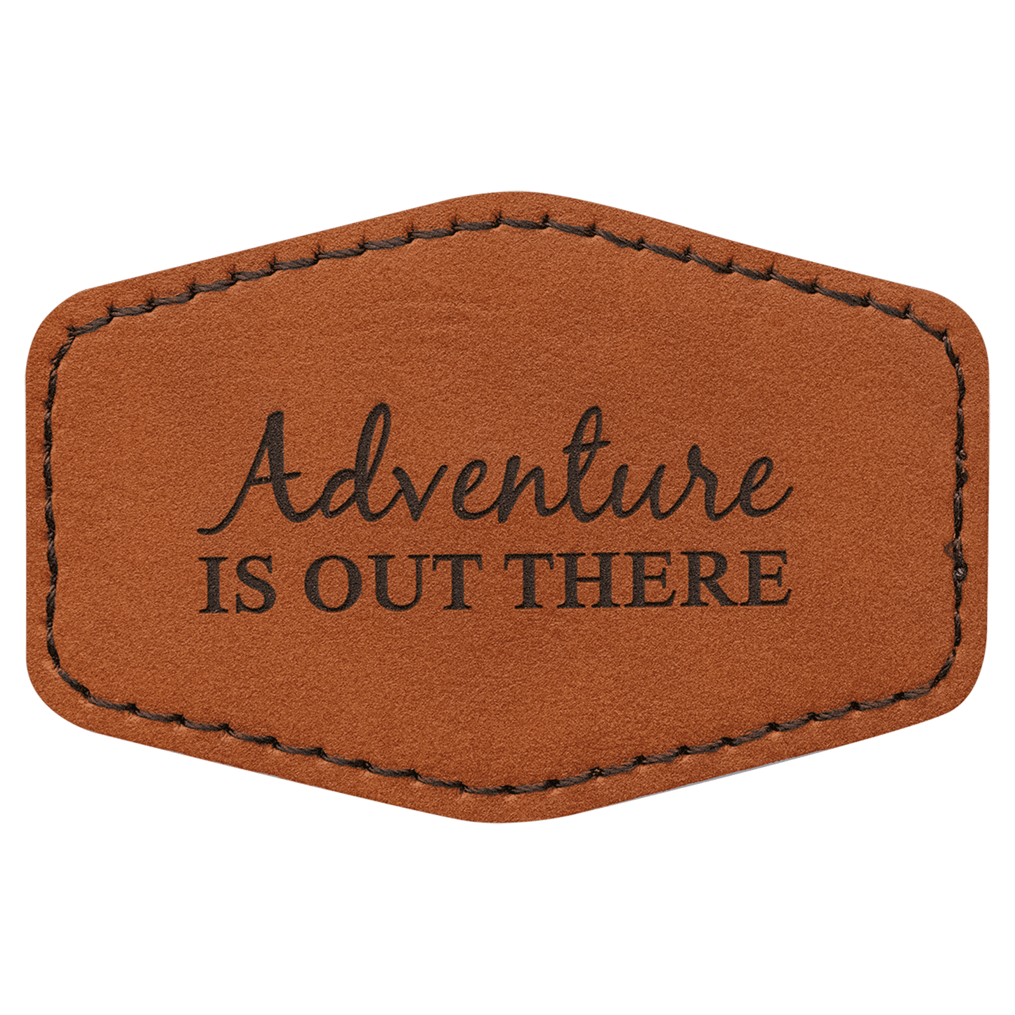 3" x 2" Hex Rawhide Laserable Leatherette Patch with Kota Pro Adhesive (Sold by Case of 25)