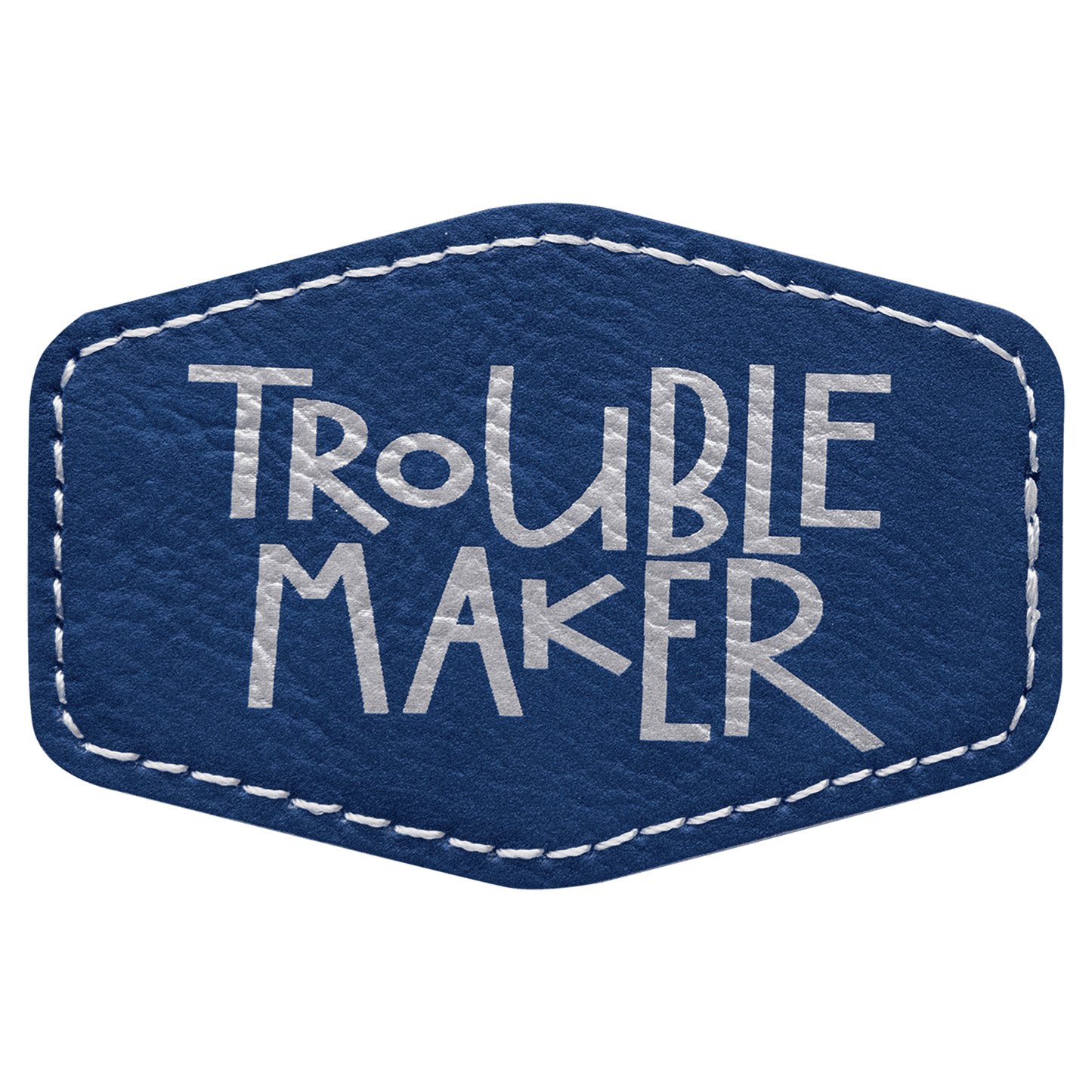 3" x 2" Hex Blue/Silver Laserable Leatherette Patch with Kota Pro Adhesive (Sold by Case of 25)