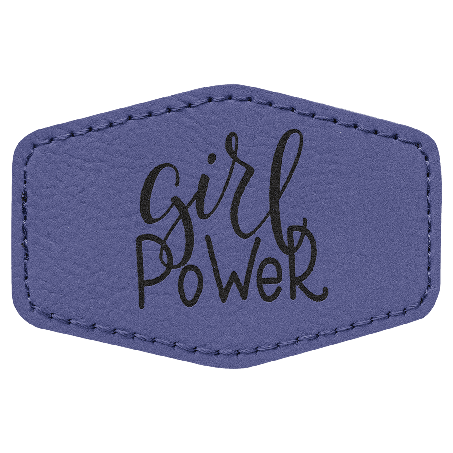 3" x 2" Hex Purple Laserable Leatherette Patch with Kota Pro Adhesive (Sold by Case of 25)