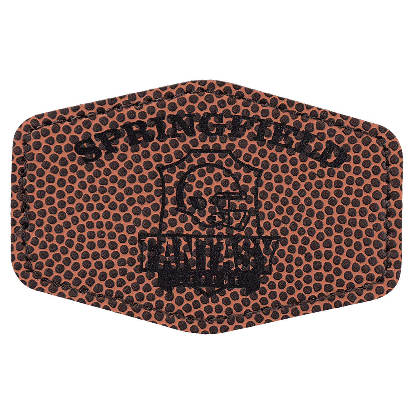 3" x 2" Hex Football Laserable Leatherette Patch with Kota Pro Adhesive (Sold by Case of 25)