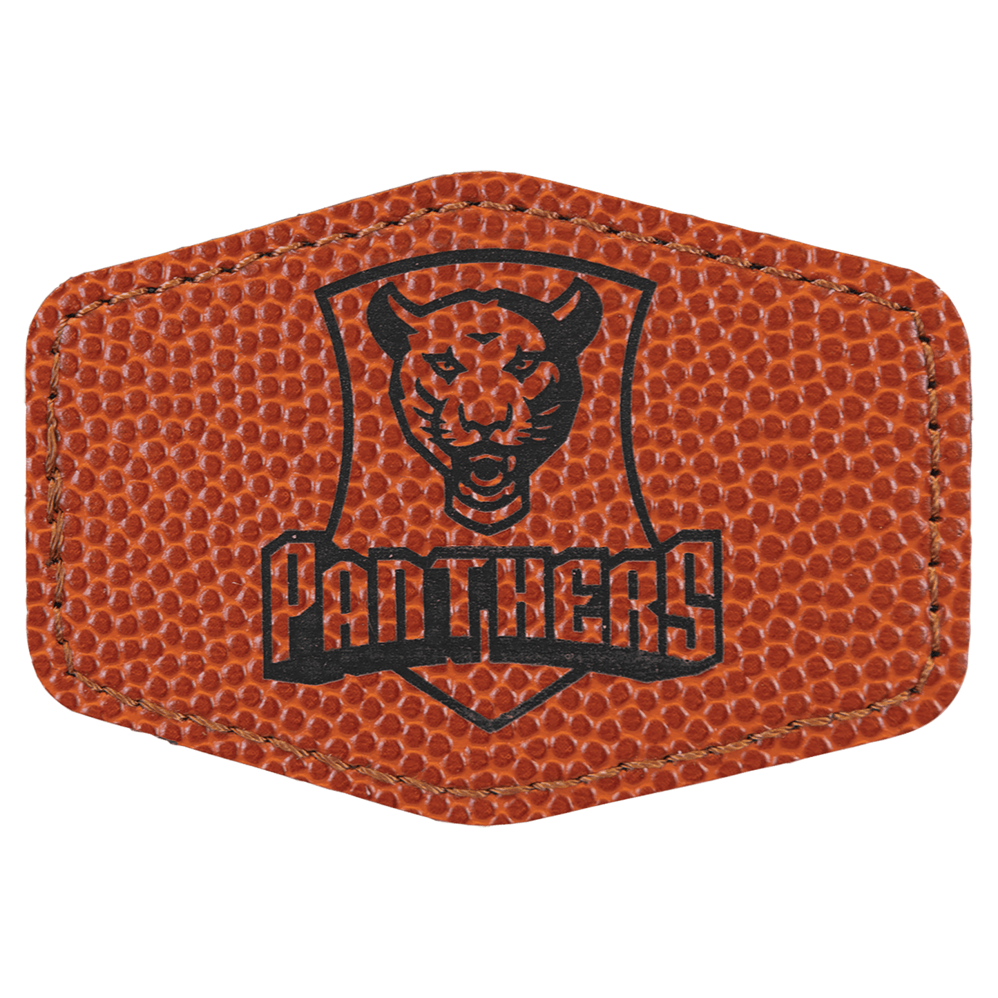 3" x 2" Hex Basketball Laserable Leatherette Patch with Kota Pro Adhesive (Sold by Case of 25)