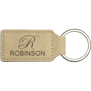 2 3/4" x 1 1/4" Laserable Leatherette Rectangle Keychain