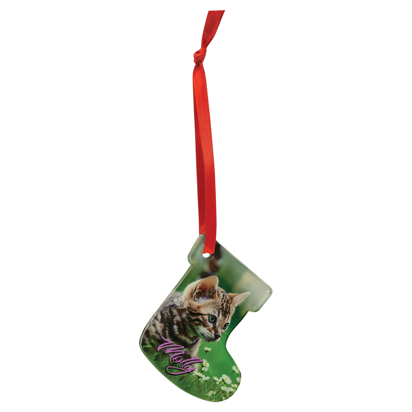 2 3/8" x 2 3/4" Stocking Sublimatable Acrylic Ornament with Red Ribbon (Sold by Case of 10)