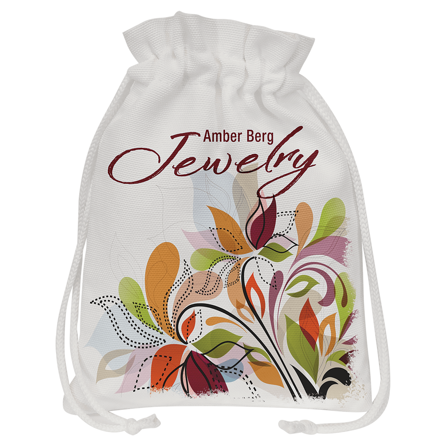 6 1/4" x 9" White Canvas Drawstring Bag (Sold by Case of 10)