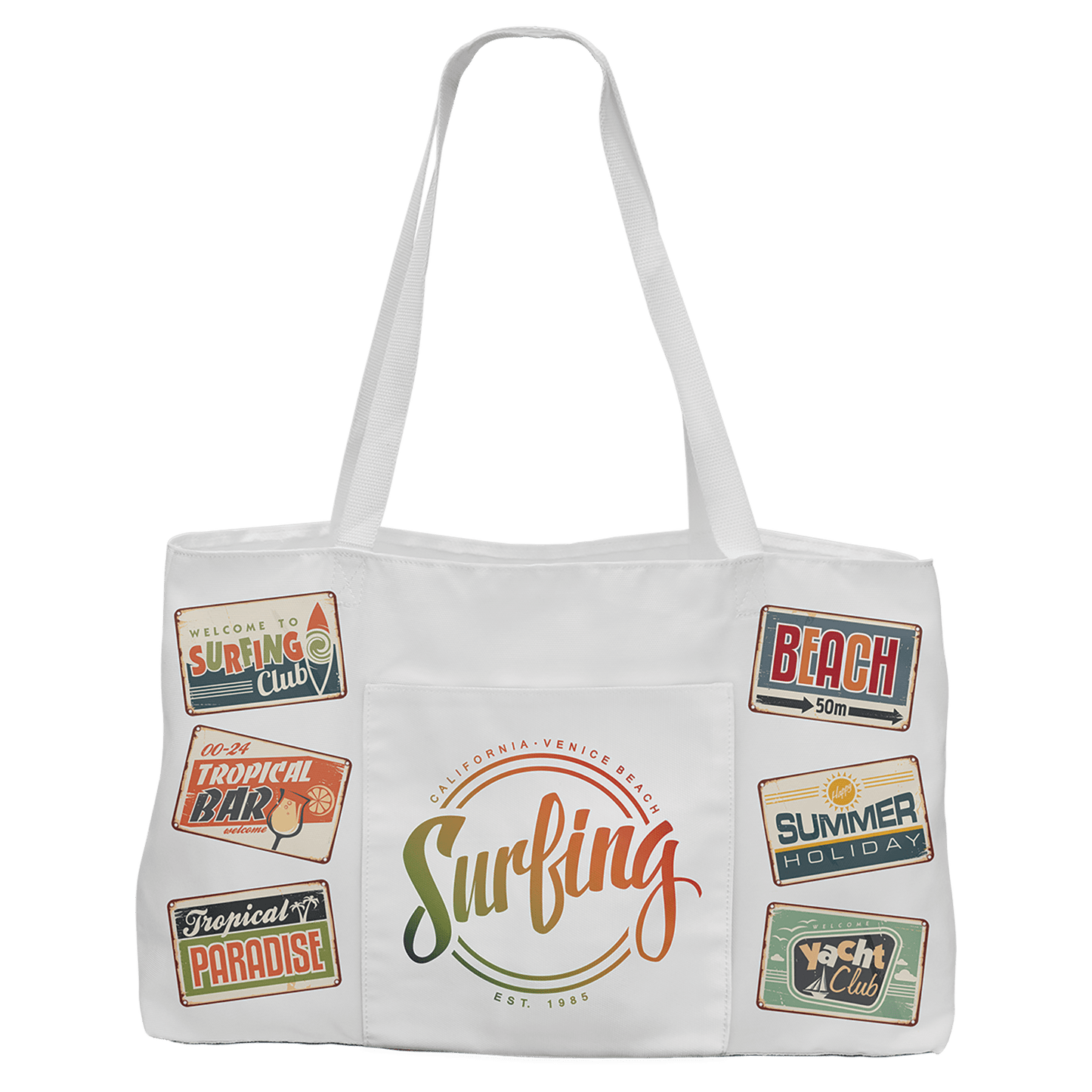 19" x 12" White Canvas Bag with 5" Rawhide Laserable Leatherette Gusset (Sold by Case of 10)
