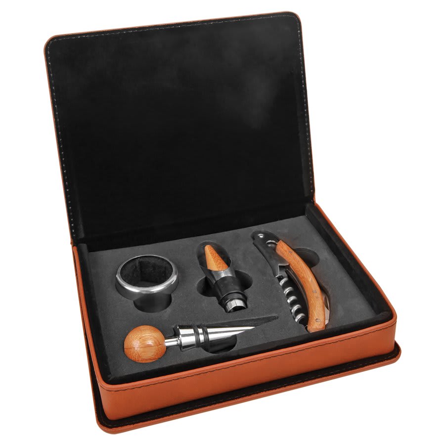Rawhide Laserable Leatherette 4-Piece Wine Tool Set (Sold by Case of 6)