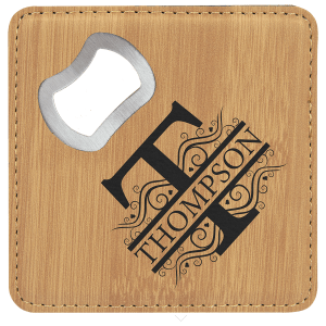 4x4" Square Leatherette Coaster w/Bottle Opener
