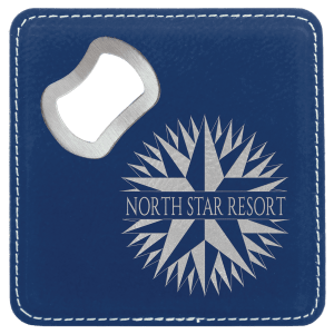 4x4" Square Leatherette Coaster w/Bottle Opener