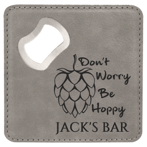 4x4" Square Leatherette Coaster w/Bottle Opener