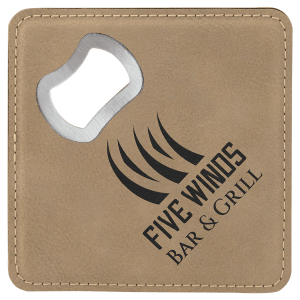 4x4" Square Leatherette Coaster w/Bottle Opener