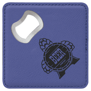 4x4" Square Leatherette Coaster w/Bottle Opener
