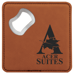 4x4" Square Leatherette Coaster w/Bottle Opener