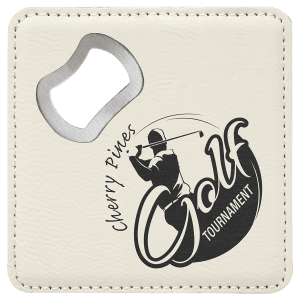 4x4" Square Leatherette Coaster w/Bottle Opener
