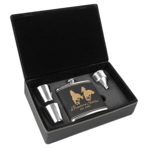 Leatherette Flask Gift Set