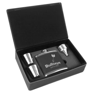 Leatherette Flask Gift Set
