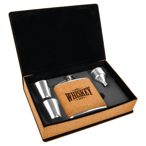 Leatherette Flask Gift Set