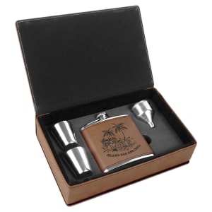 Leatherette Flask Gift Set