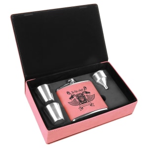 Leatherette Flask Gift Set