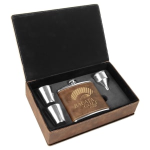 Leatherette Flask Gift Set