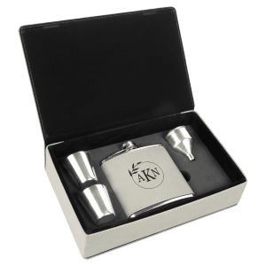 Leatherette Flask Gift Set