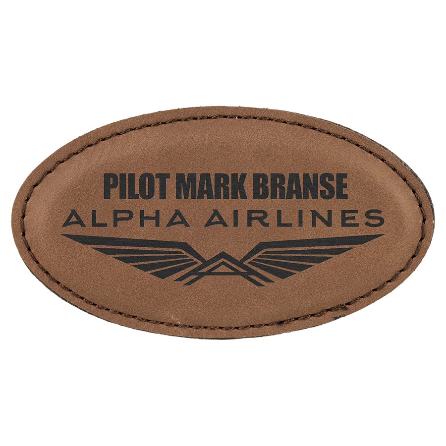 3 1/4" x 1 3/4" Dark Brown Laserable Leatherette Oval Badge Blank with Magnet (Sold by Case of 50)
