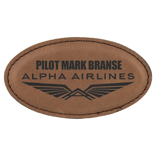 3 1/4" x 1 3/4" Dark Brown Laserable Leatherette Oval Badge Blank with Magnet (Sold by Case of 50)