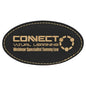 3 1/4" x 1 3/4" Black/Gold Laserable Leatherette Oval Badge Blank with Magnet (Sold by Case of 50)