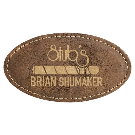 3 1/4" x 1 3/4" Rustic/Gold Laserable Leatherette Oval Badge Blank with Magnet (Sold by Case of 50)