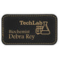 3 1/4" x 1 3/4" Black/Gold Laserable Leatherette Badge Blank with Magnet (Sold by Case of 50)