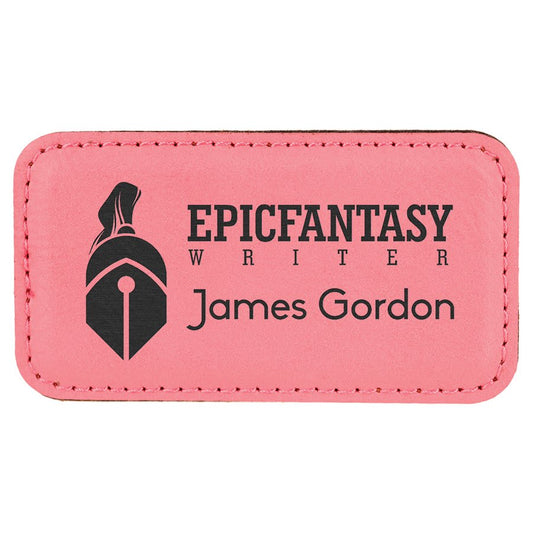 3 1/4" x 1 3/4" Pink Laserable Leatherette Badge Blank with Magnet (Sold by Case of 50)