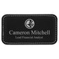 3 1/4" x 1 3/4" Black/Silver Laserable Leatherette Badge Blank with Magnet (Sold by Case of 50)